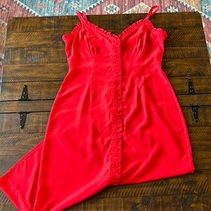 Topshop Red Sweetheart Neck Ruffle Dress | Size 10